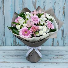Букет цветов из:  Герберы, Альстромерии и Хризантемы в Поселок дачного хозяйства Жуковка
