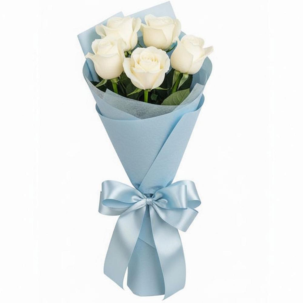Букет 5 Белых роз Проуд в Поселок дачного хозяйства Жуковка