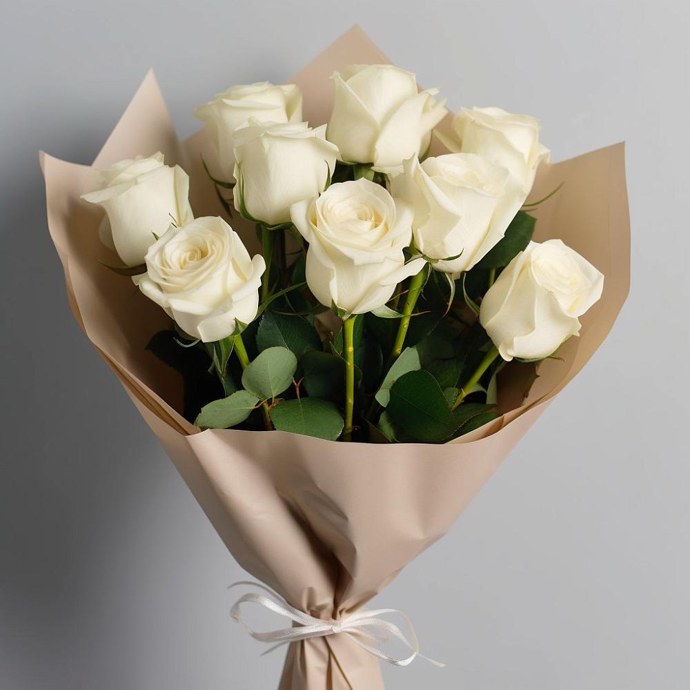 Букет 9 Белых роз Эдлесс Лав в Поселок дачного хозяйства Жуковка