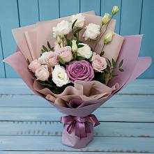 Букет цветов из:  Розы и Лизиантусы в Поселок дачного хозяйства Жуковка