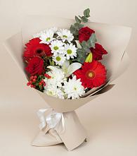 Букет цветов из:  Розы, Хризантемы, Герберы и Лилии в Поселок дачного хозяйства Жуковка