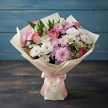 Букет цветов из:  Хризантемы, Альстромерии и Розы в Поселок дачного хозяйства Жуковка