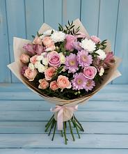 Букет цветов из:  Хризантемы, Розы и Альстромерии #REPLACE_PRED# Поселок дачного хозяйства Жуковка