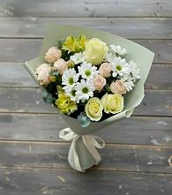 Букет цветов из:  Альстромерии, Розы и Хризантемы в Поселок дачного хозяйства Жуковка