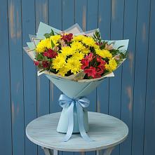Букет цветов из:  Альстромерии и Хризантемы в Поселок дачного хозяйства Жуковка