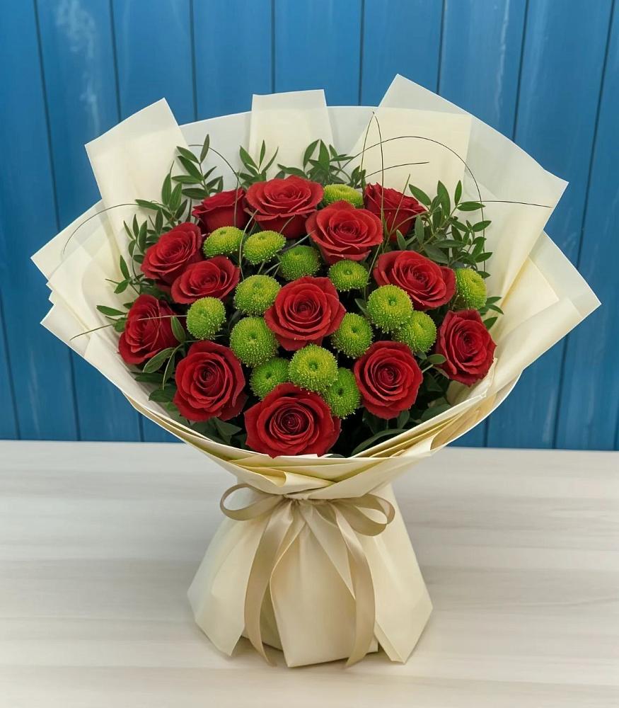 Букет цветов из: Розы и Хризантемы в Поселок дачного хозяйства Жуковка